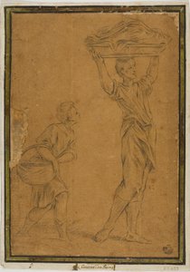 Twee jongens dragen manden door Giuseppe Maria Mitelli