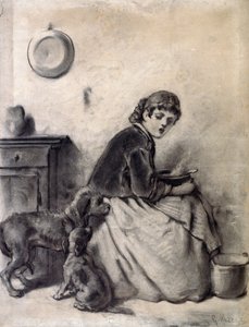 Vrouw met honden door Giuseppe Mazza