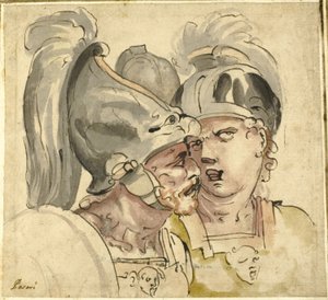 Twee soldaten met helm in gesprek