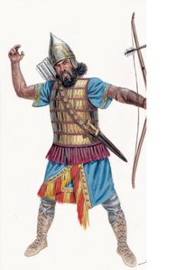 Oudheid: Zware boogschutter van Assyrië - Assyrische zware boogschutter - Illustratie door Giuseppe Rava door Giuseppe Rava