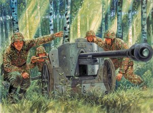 Tweede Wereldoorlog: Panzerabwehrkanone 38 of Pak 38, Duitse tankafweerkanon - Illustratie door Giuseppe Rava door Giuseppe Rava