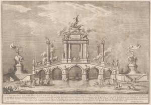 Een triomfbrug versierd met relikwieën van de stad Ercolano, 1755
