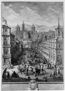 Santa Maria Maggiore vanaf de Piazza delle Quattro Fontane door Giuseppe Vasi