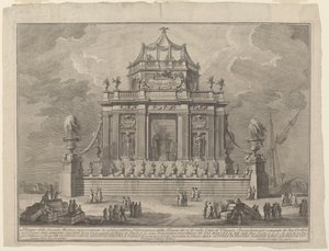 De voorbereiding van Theriac in Venetië, voor het "Chinea"-festival door Giuseppe Vasi after Giuseppe Palazzi
