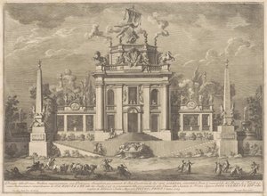 De Prima Macchina voor de Chinea van 1769: Een "Deliziosa" door Giuseppe Vasi, after Giuseppe Palazzi, after Paolo Posi