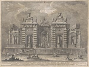 De Tweede Macchina voor de Chinea van 1774: Een Villa met Oude Monumenten en een Spel van "Giostra"