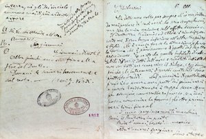 Handgeschreven brief van Giuseppe Verdi aan Aida librettist Antonio Ghislanzoni