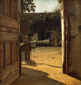 Binnenplaats in de zon, interieur van landhuis door Giuseppe or Joseph de Nittis