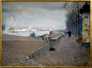 De Seine in Parijs door Giuseppe or Joseph de Nittis