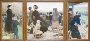 De races in het Bois de Boulogne door Giuseppe or Joseph de Nittis