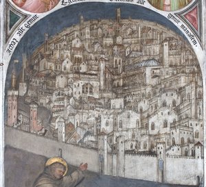 Veduta di Padova nel trecento - Basilica di Sant Antonio