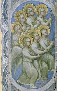 De zeven engelen van de Apocalyps ontvangen de zeven flessen, 1360-70