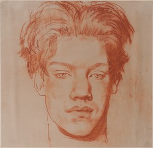 Hoofd van een jonge man (rode krijt) door Glyn Warren Philpot