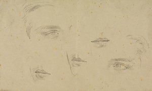 Studies van ogen en monden, pagina uit een schetsboek door Glyn Warren Philpot