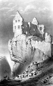 Het kasteel van Crussol, Saint-Peray, Frankrijk, 19e eeuw door Godard Q. des Augustins