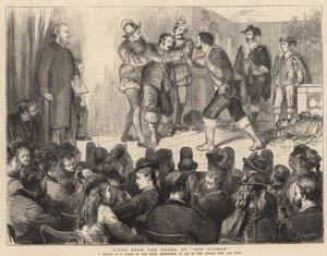 Scène uit het drama van Don Guzman (gravure)