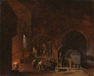 Interieur van een ijzerfabriek