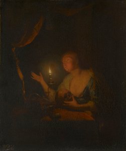 De boetvaardige Magdalena bij kaarslicht