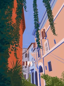 Charmante Europese straat door Goed Blauw