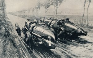 Racen voor de Grand Prix, Straatsburg 1922, 1937 door Gordon Crosby
