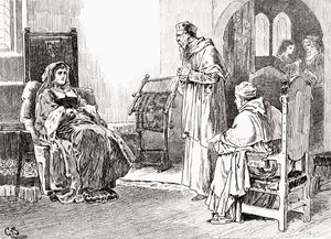 Een scène uit William Shakespeares toneelstuk King Henry VIII, Act III, Scene 1