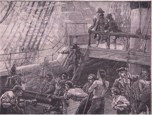 Admiraal Rodney bombardeert Le Havre AD 1759 door Gordon Frederick Browne