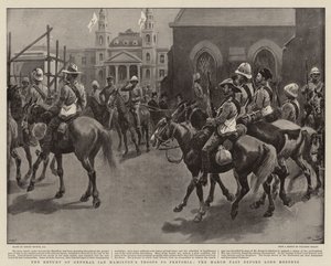 De Terugkeer van de Troepen van Generaal Ian Hamilton naar Pretoria, de Mars voorbij Lord Roberts