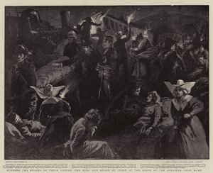 Het Hart van hun Volk Winnen, de Koning en Koningin van Italië bij de Ramp nabij Rome door Gordon Frederick Browne