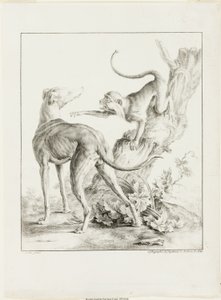 Hond en aap door Gottfried Engelmann