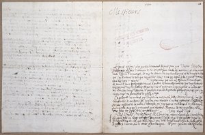 Eerste pagina van een brief geschreven door Leibniz over zijn toelating tot de Academie des Sciences in Parijs, 8 februari 1700 door Gottfried Wilhelm Leibniz