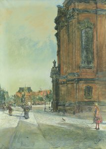 Straatscène bij de St. Michaelskerk in Hamburg