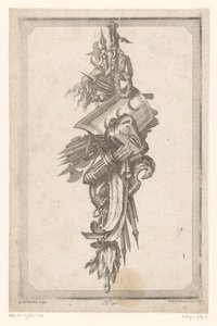 Trofee met schild en hoofddeksel door Gottlieb Friedrich Riedel