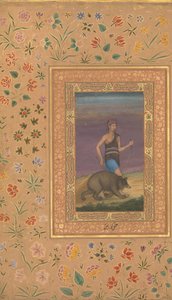 Derwisj die een beer leidt, Folio uit het Shah Jahan Album