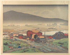 Regen bij Yabakei door Goyo Hashiguchi
