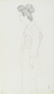 (Tekening van een staande vrouw) door Goyo Hashiguchi