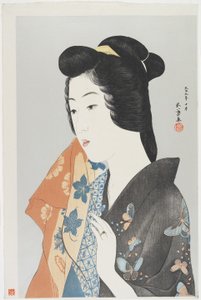 (Vrouw die Handdoek Vasthoudt), Oktober 1920 door Goyo Hashiguchi