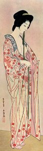 Een Japanse vrouw die een nagajuban draagt, 1920-1930