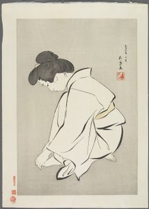 Vrouw die teennagels knipt, na 1929 door Goyo Hashiguchi