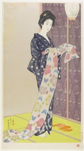 Vrouw in zomerkimono, augustus 1920 door Goyo Hashiguchi