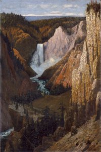 Uitzicht op de Lower Falls, Grand Canyon van de Yellowstone door Grafton Tyler Brown