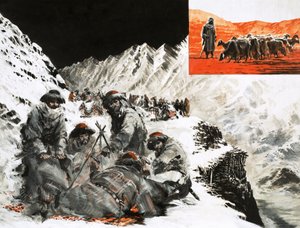 Een kamelenkaravaan kampeert in het Pamir-gebergte door Graham Coton