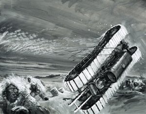 De wind van Commonwealth Bay blaast over een sneeuwtractor door Graham Coton