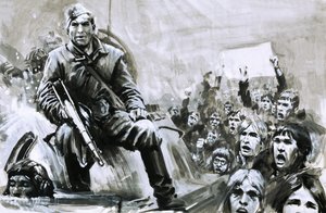 Ongeïdentificeerde soldaat op tank door Graham Coton