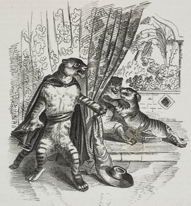 Tijger met dolk, karikatuur door Jean-Jacques Grandville, lithografie door Gaetano Riccio uit Poliorama Pittoresco, nr. 39, 7 mei door Grandville