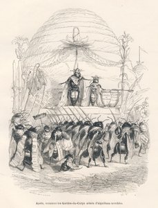 De koningin van de bijen en haar leger. Vignetten geïllustreerd door JJ Granville. Gravure gesigneerd Andrew, Best en Leloir in het deel getiteld "Reis van een mus uit Parijs" geschreven door George Sand in "Scènes uit het privé- en openbare leven van dier door Grandville