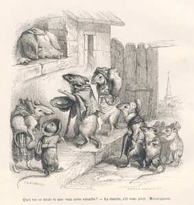 Muis die aalmoezen geeft aan een varken