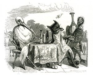 De vos en de ooievaar, illustratie uit 