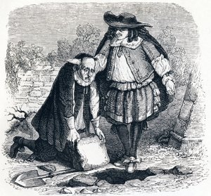 De gierigaard die zijn schat heeft verloren - Fabels van La Fontaine door Grandville