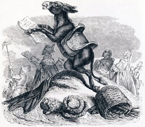 De ezel en zijn meesters - Fabels van La Fontaine door Grandville