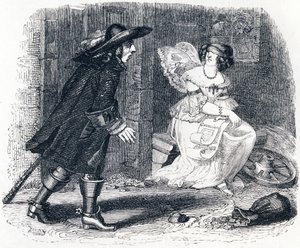 De man die achter zijn fortuin aanrent, en degene die in zijn bed blijft - Fabels van La Fontaine door Grandville